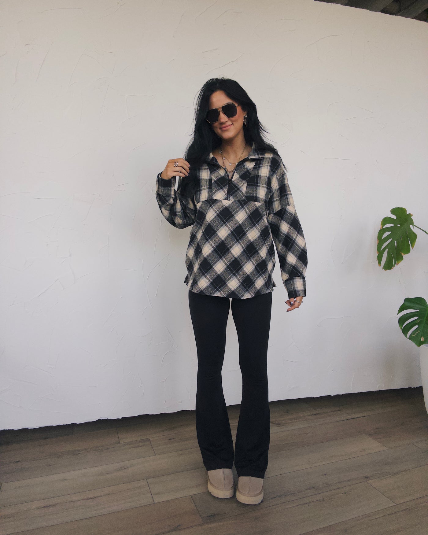 Flannel Fields Half Zip - Black Multi