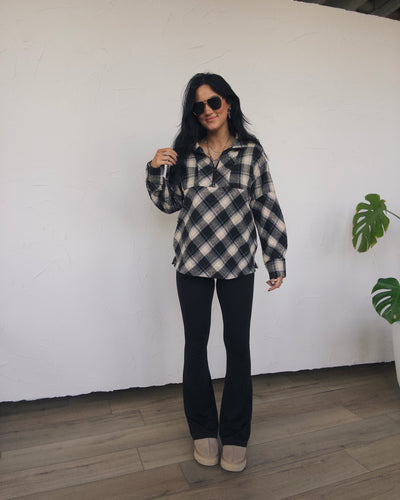 Flannel Fields Half Zip - Black Multi