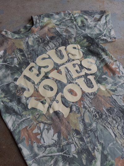 Jesus Loves You Oversized Cotton Tee - Camo