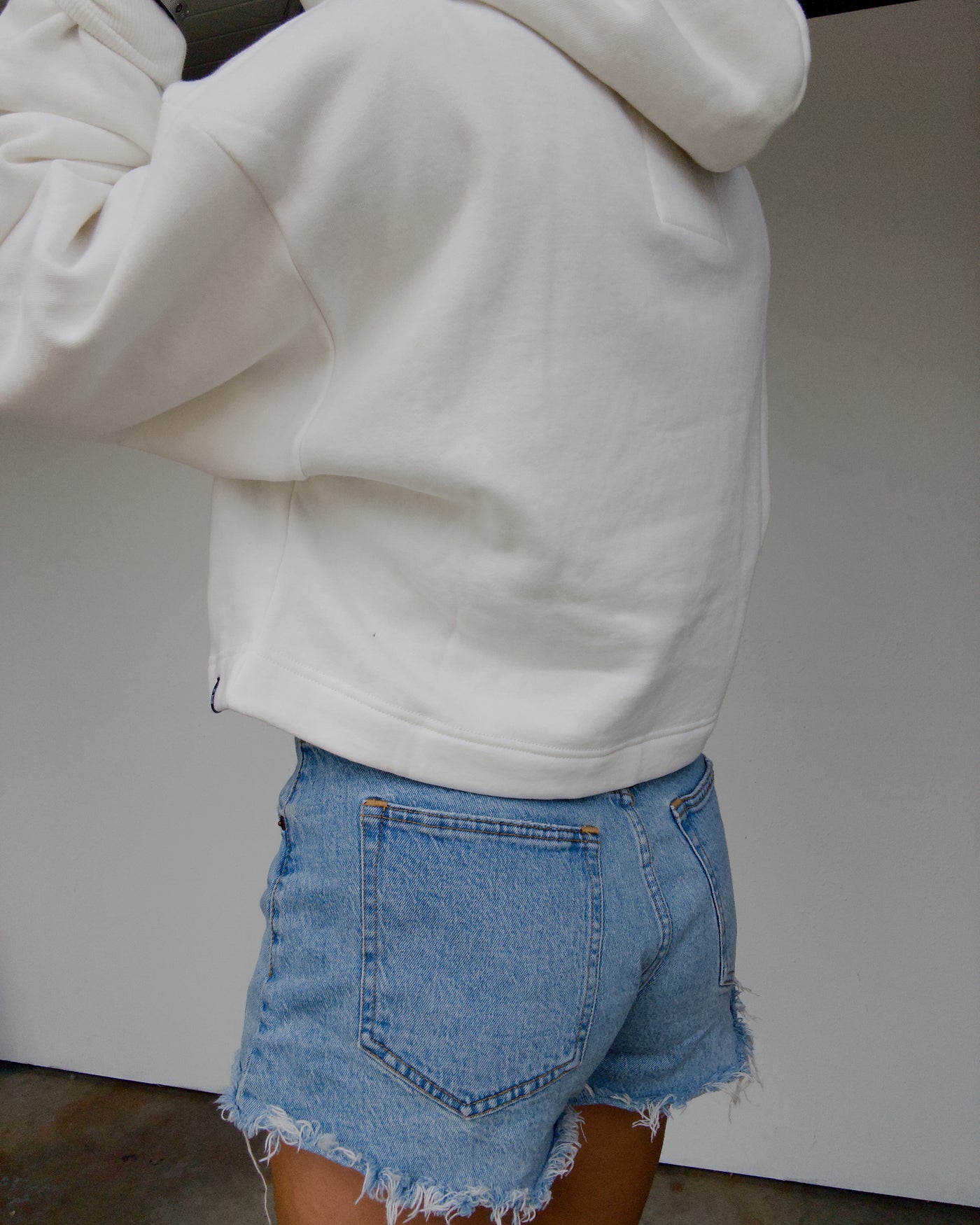 Nebraska Patch Cropped Hoodie - White