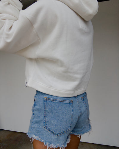 Nebraska Patch Cropped Hoodie - White