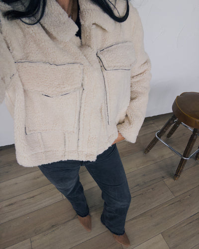 Reversible Suede Jacket - Black/Cream
