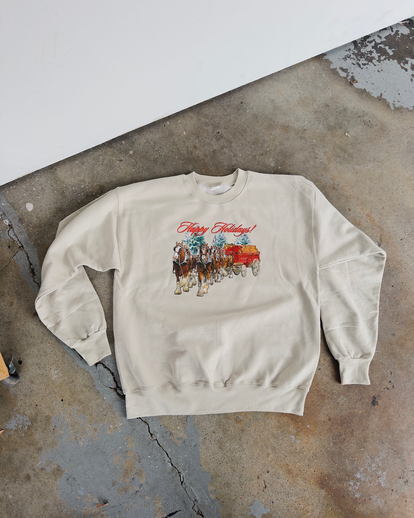 Happy Holidays Sweatshirt - Sand