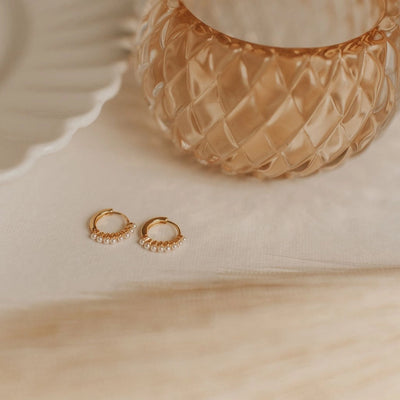Grace Pearl Mini Hoops - Gold