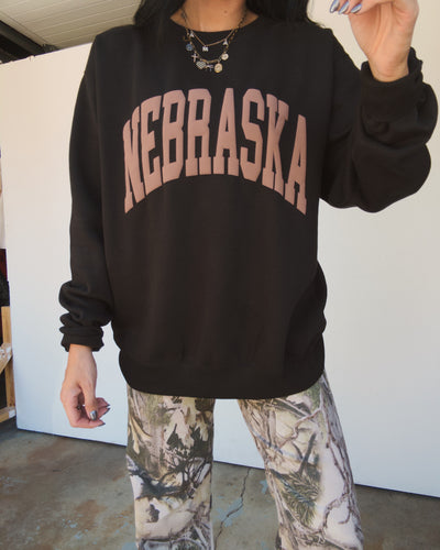 Neutral Nebraska Oversized Sweatshirt - Black