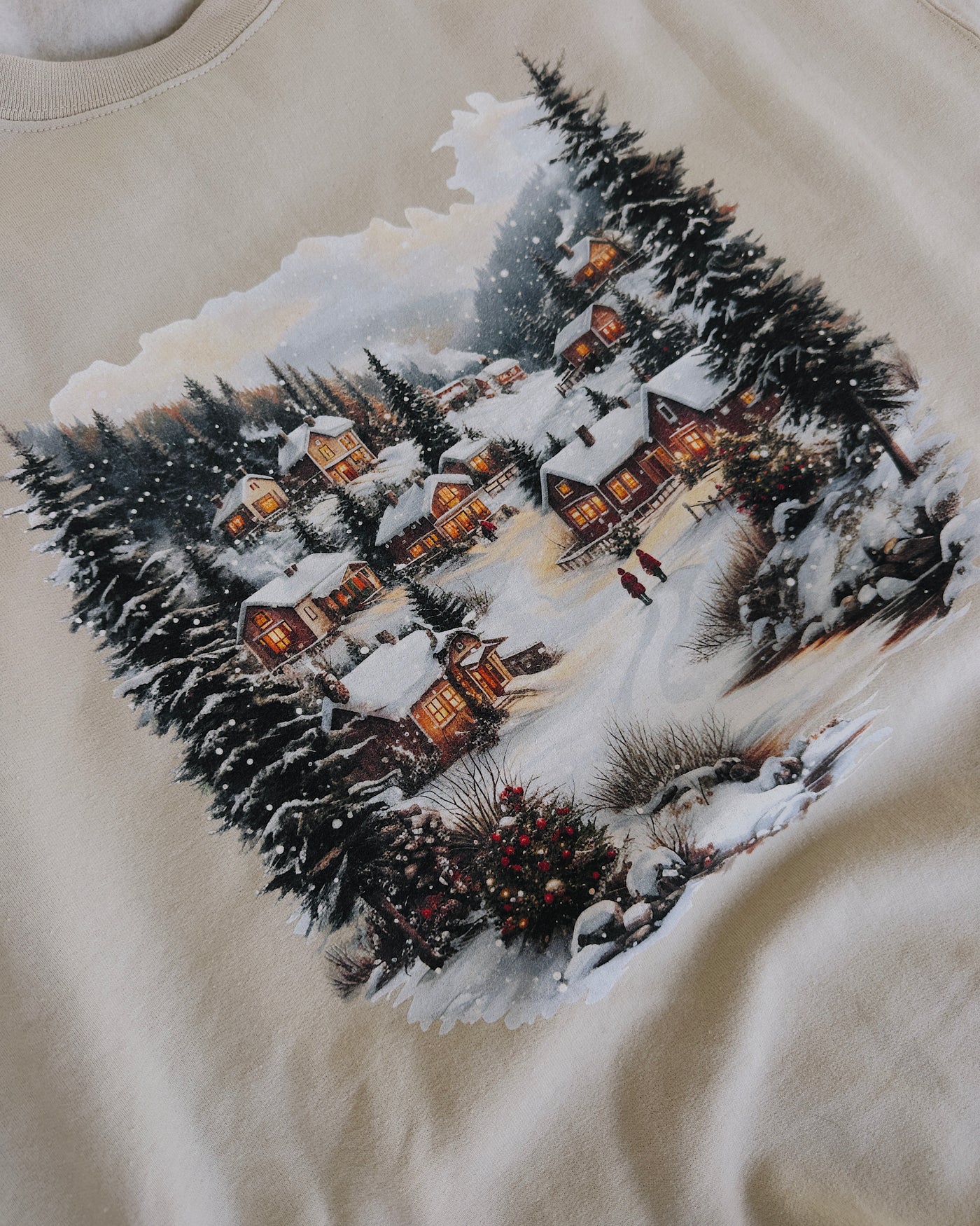 Vintage Christmas Village Sweatshirt - Sand