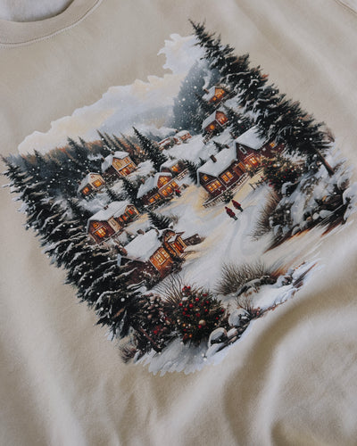 Vintage Christmas Village Sweatshirt - Sand