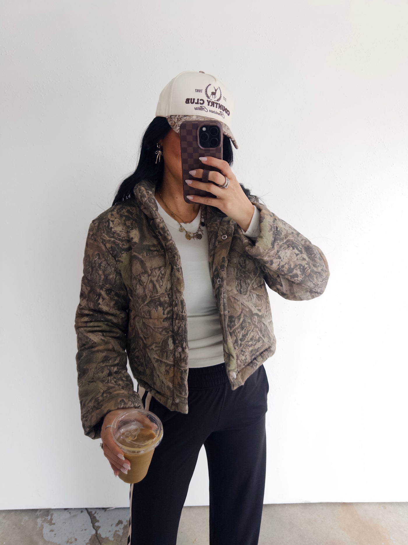 Woodland Puff Cropped Jacket - Dark Camo