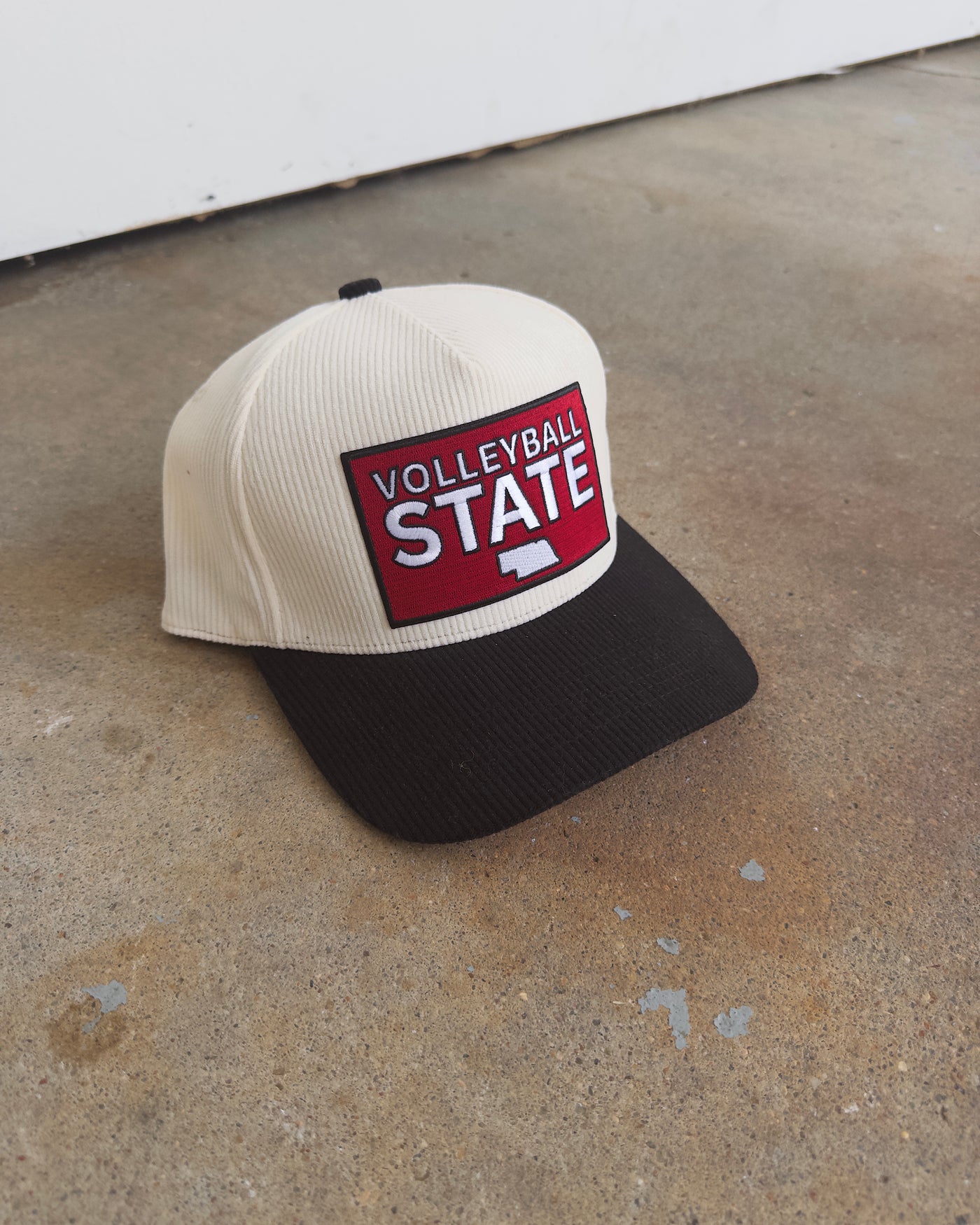 Volleyball State Corduroy Hat - Cream/Black