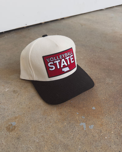 Volleyball State Corduroy Hat - Cream/Black