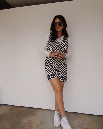 Check Me Out Romper - Black/White
