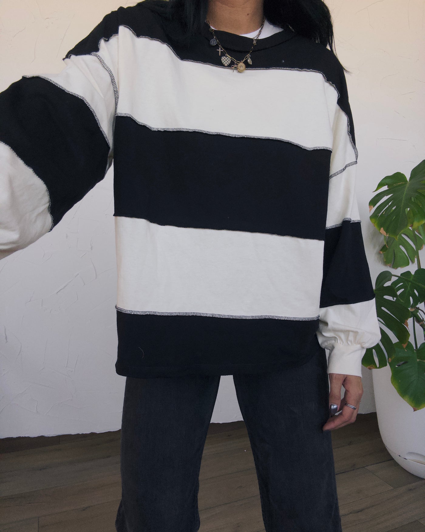 Easy Days Stripe Top - Ivory/Black