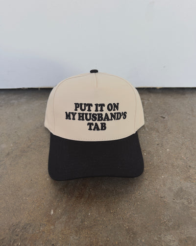 Put It On My Husband’s Tab Hat - Black/Cream