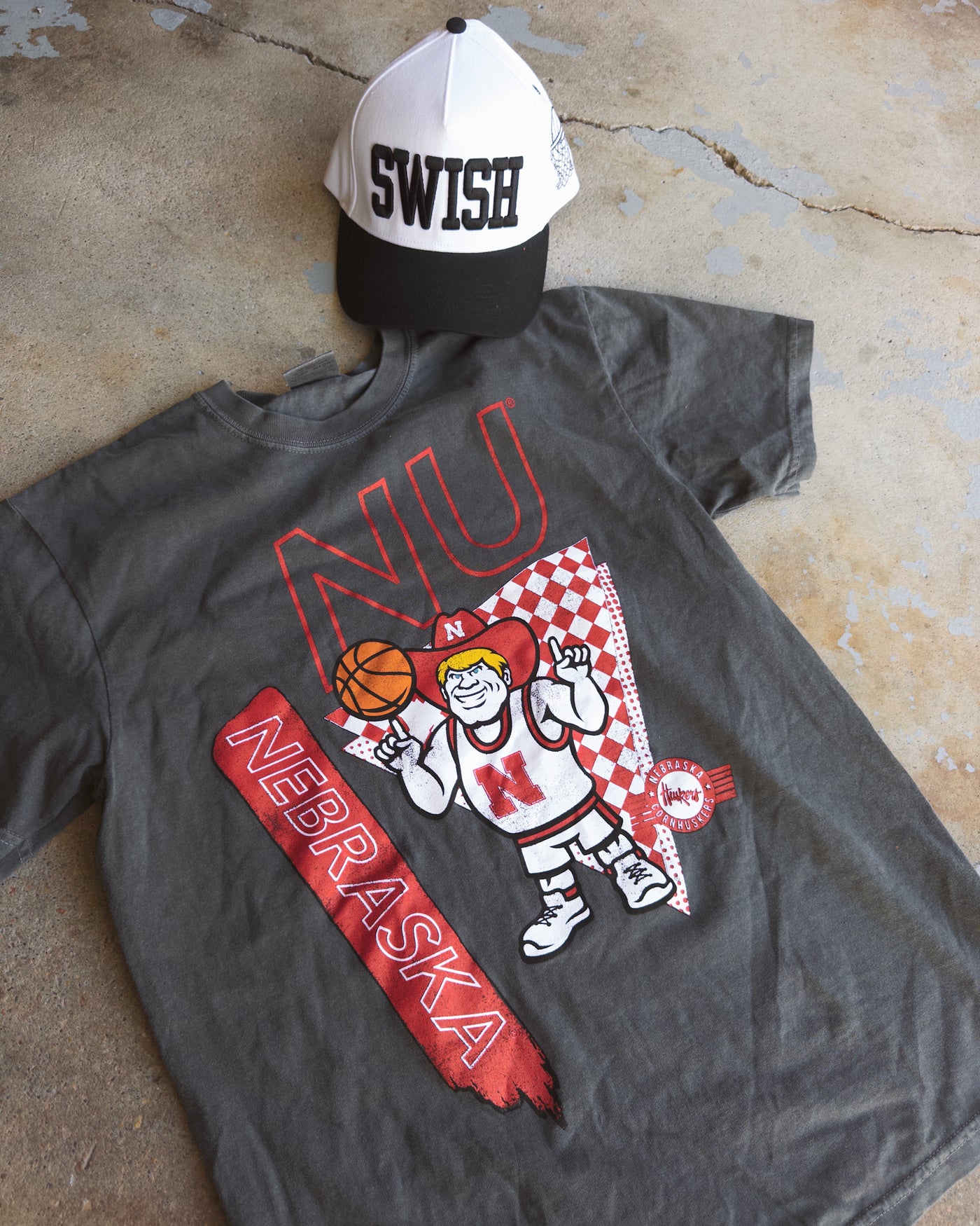 Nebraska Courtside Cotton Tee - Pepper