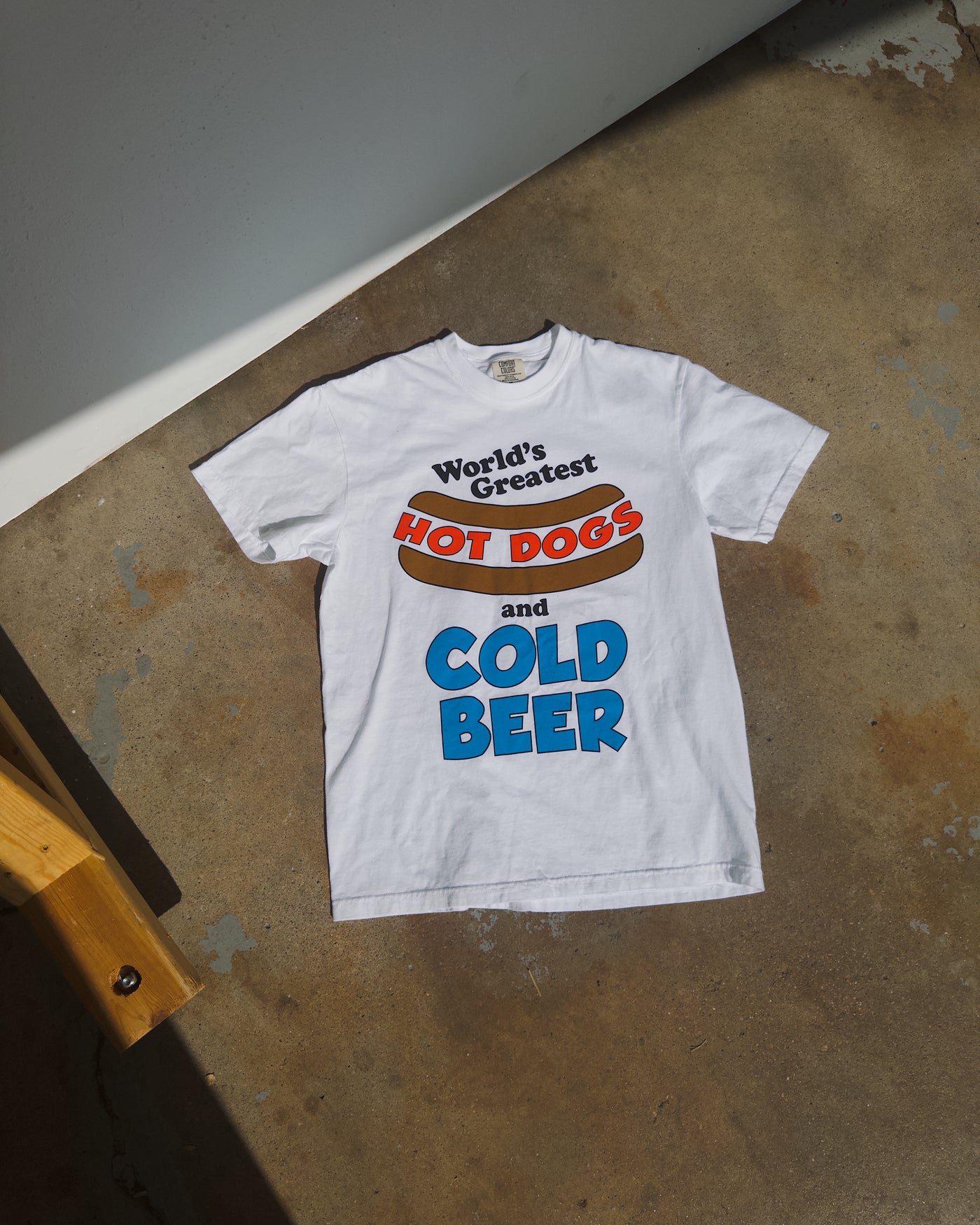 Hot Dogs & Cold Beer Cotton Tee - White