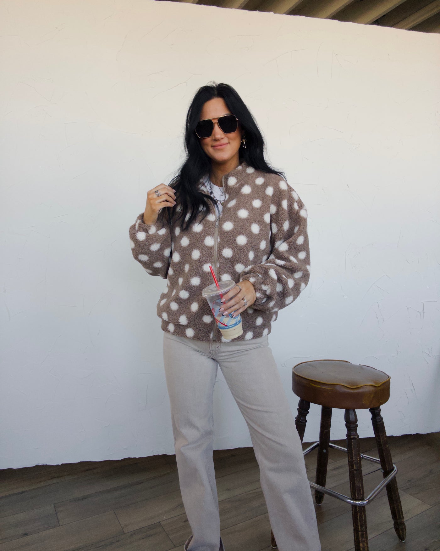 Dottie Days Jacket - Mocha/Cream