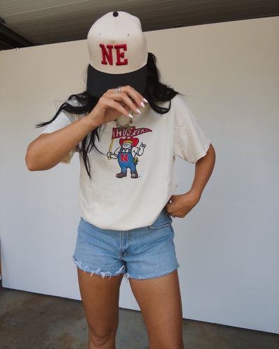 Herbie Flag Distressed Cotton Tee - Ivory