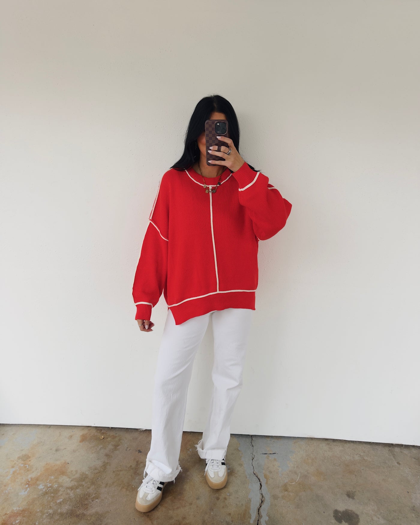 Maple Grove Oversized Sweater - Red Orange