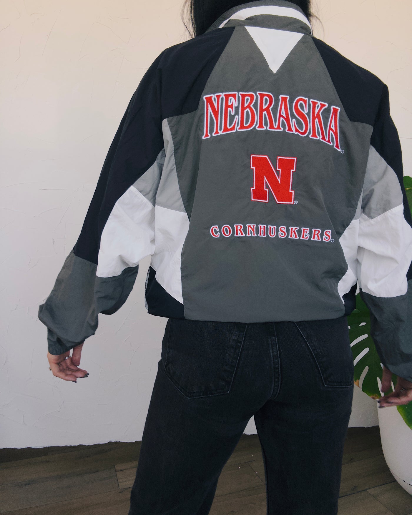 Nebraska Cornhuskers Oversized Track Jacket - Black/Charcoal