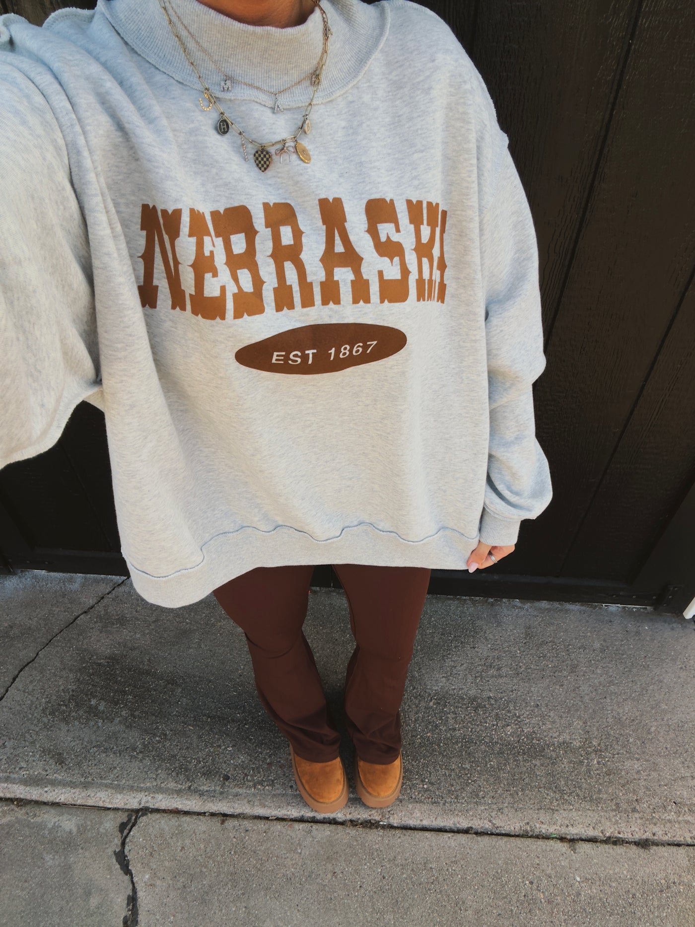 Western Nebraska Mock Neck Sweatshirt - Grey