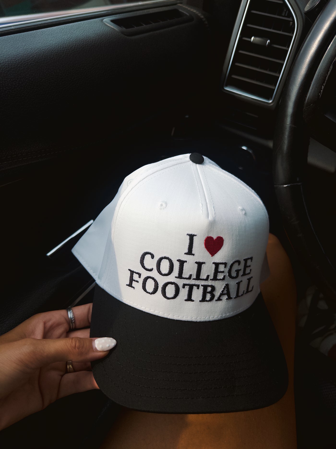 I Love College Football Hat - Black/White