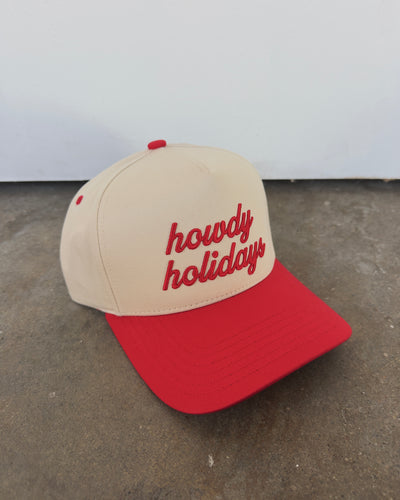 Howdy Holidays Hat - Red/Cream