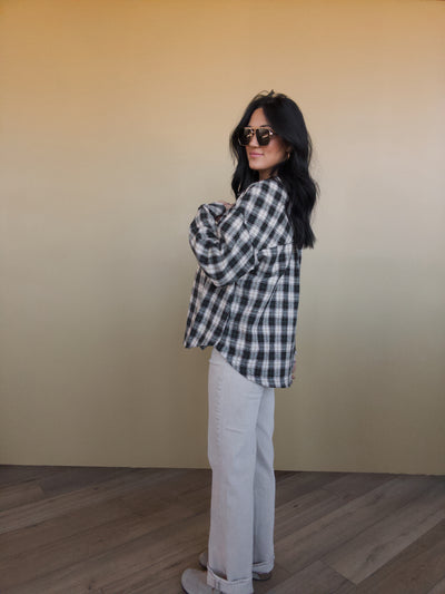 Denver Plaid Shacket - Cream/Black