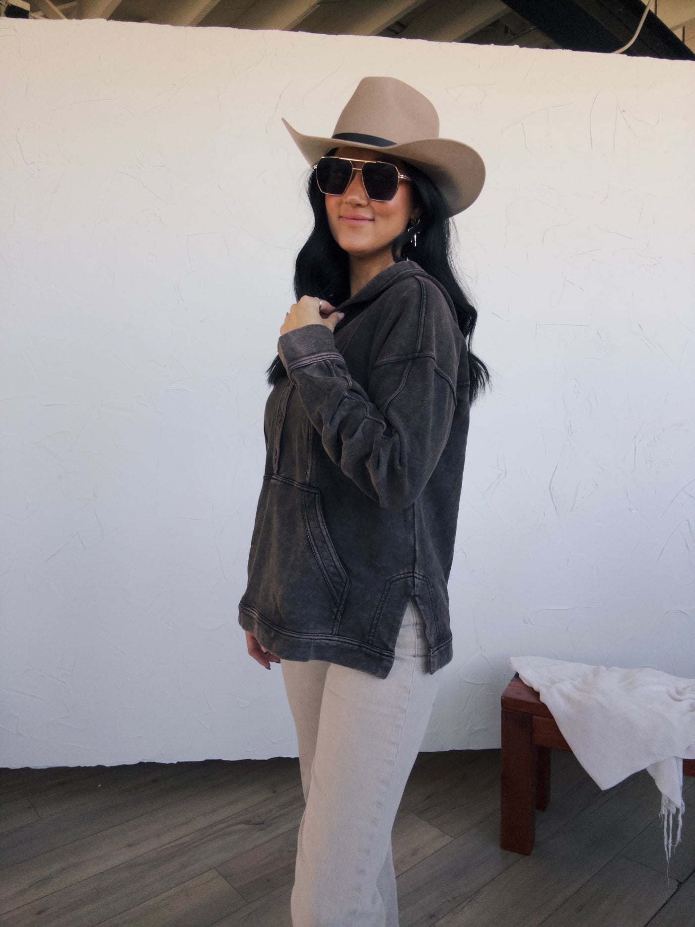 Slow Season Oversized Hoodie - Washed Black