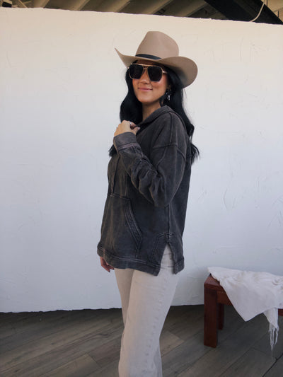 Slow Season Oversized Hoodie - Washed Black