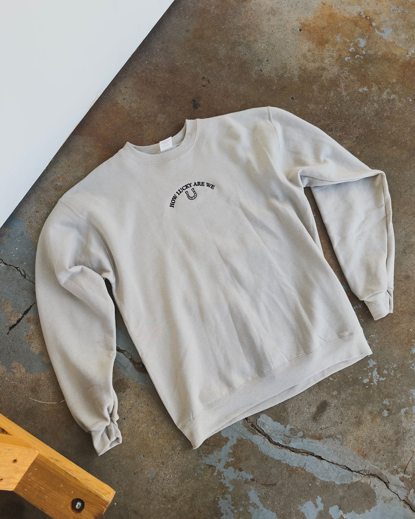 How Lucky Our We Sweatshirt - Sand