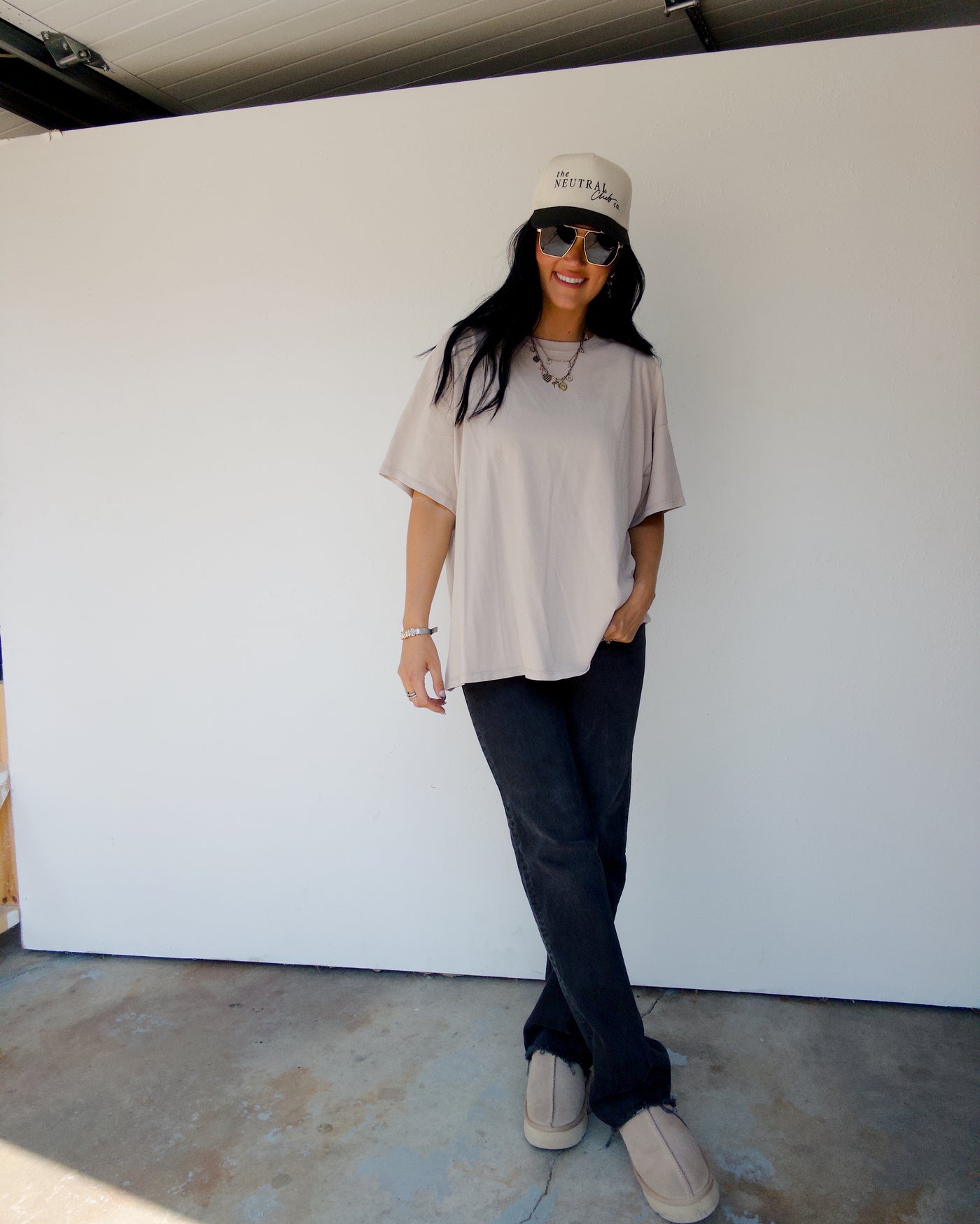 Mineral Washed Oversized Tee - Taupe