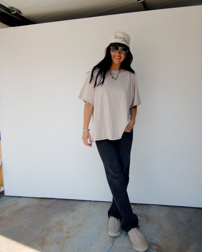 Mineral Washed Oversized Tee - Taupe