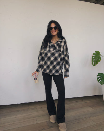 Flannel Fields Half Zip - Black Multi