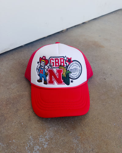 Nebraska Patchwork Hat - Red/White