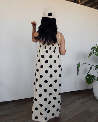 Polka Dot Maxi Dress - Cream/Black
