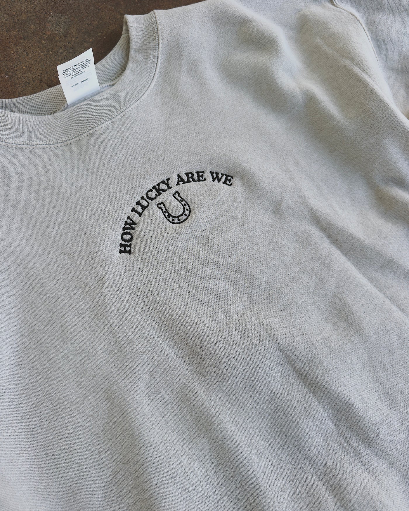 How Lucky Our We Sweatshirt - Sand