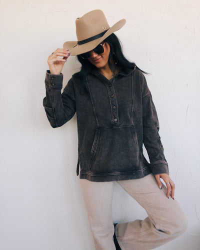 Slow Season Oversized Hoodie - Washed Black