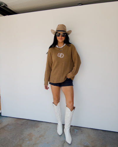 Double Horseshoe Sweater - Camel/Cream