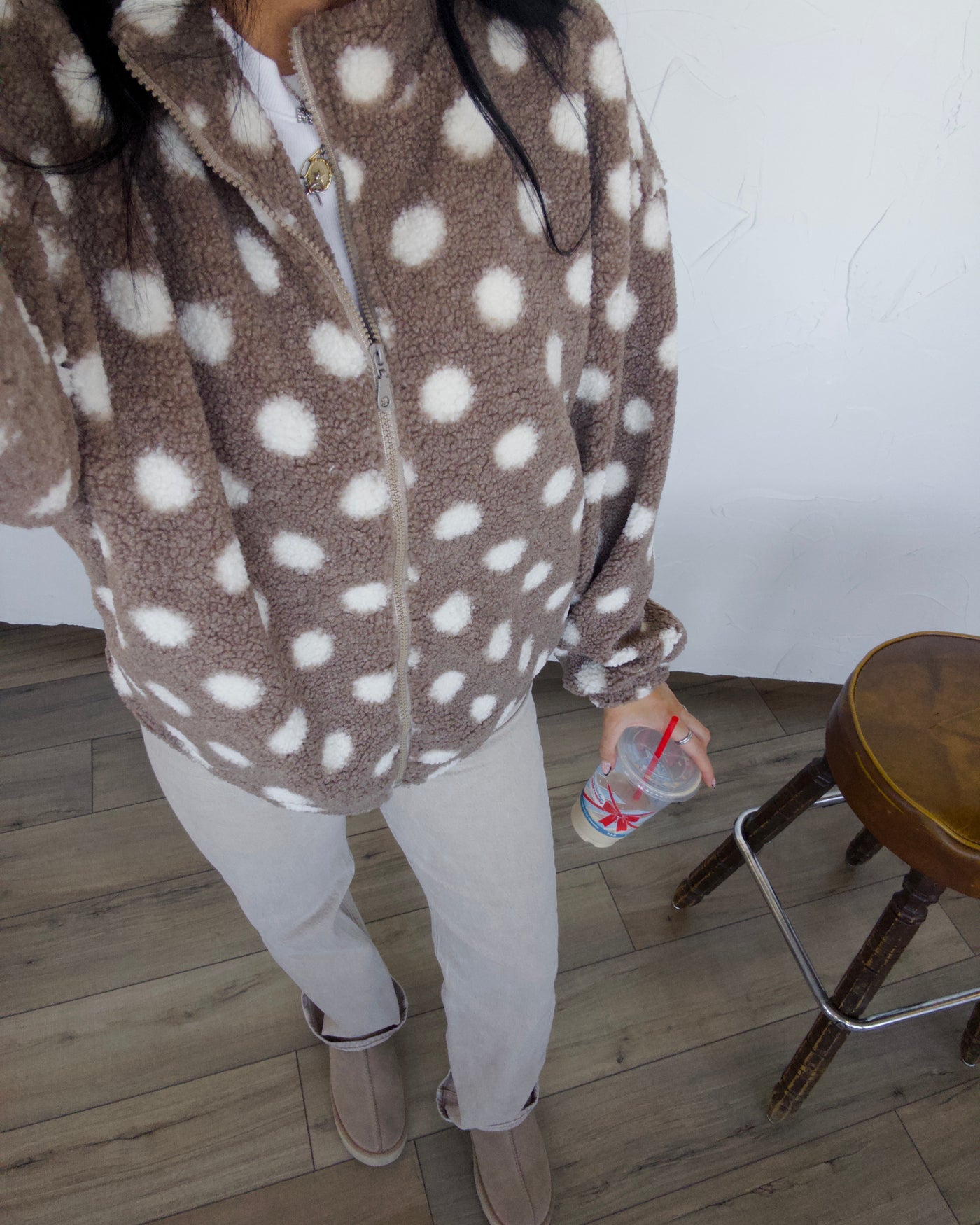 Dottie Days Jacket - Mocha/Cream