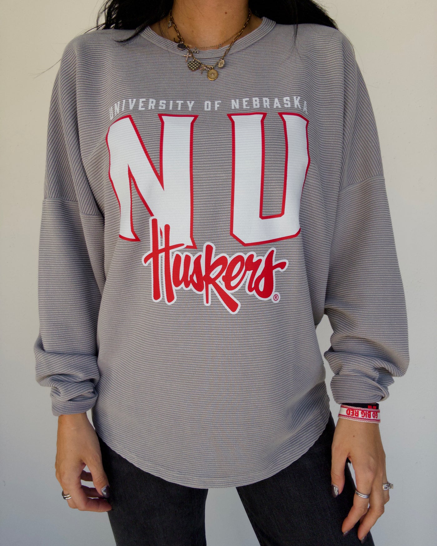 NU Huskers Corded Crew - Charcoal