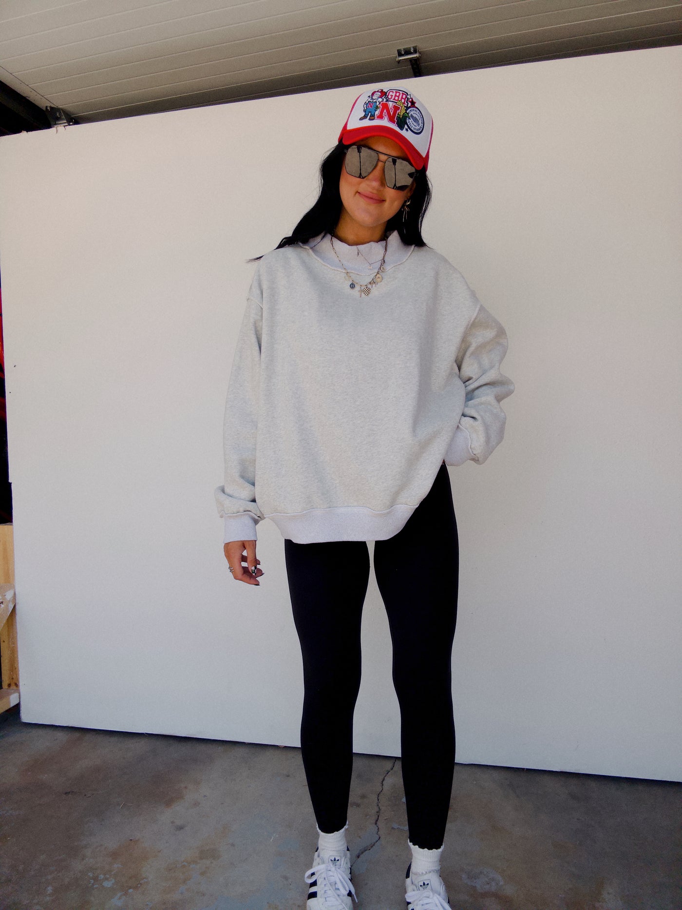 PREORDER Huskers Reversible Mock Neck Sweatshirt - Grey