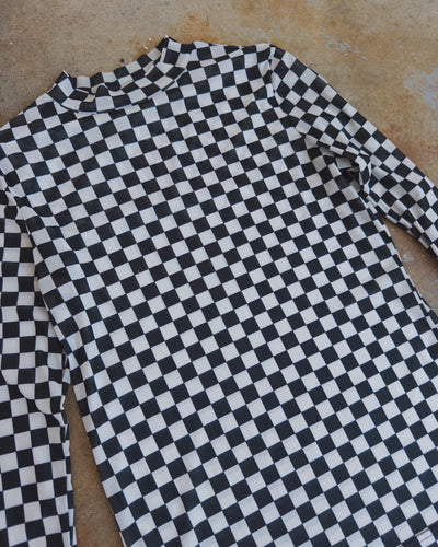 Checked Out Mesh Top - Black/White
