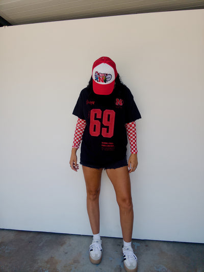 Nebraska Crest Stamp Distressed Tee - Black