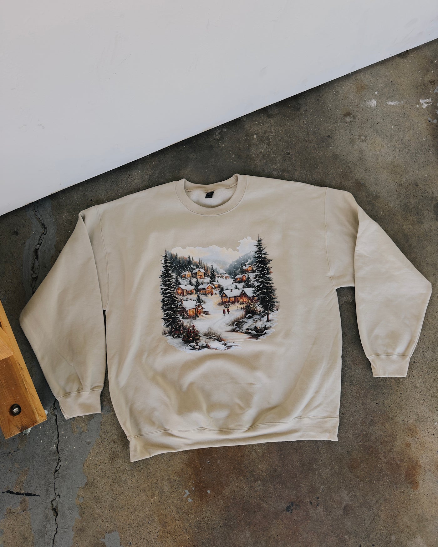 Vintage Christmas Village Sweatshirt - Sand