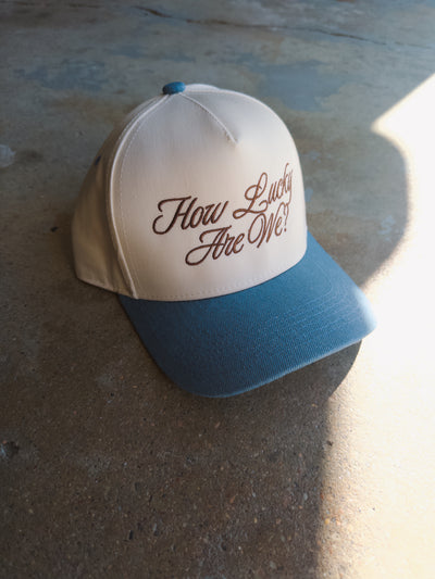 How Lucky Are We Hat - Cream/Denim