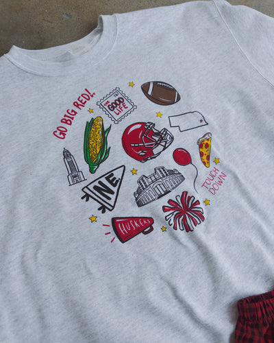PREORDER Nebraska Doodle Sweatshirt - Ash