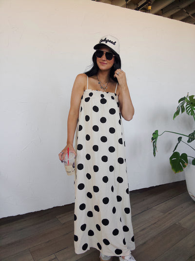 Polka Dot Maxi Dress - Cream/Black