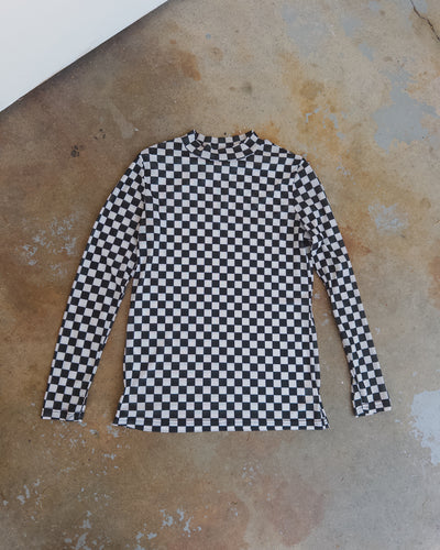 Checked Out Mesh Top - Black/White