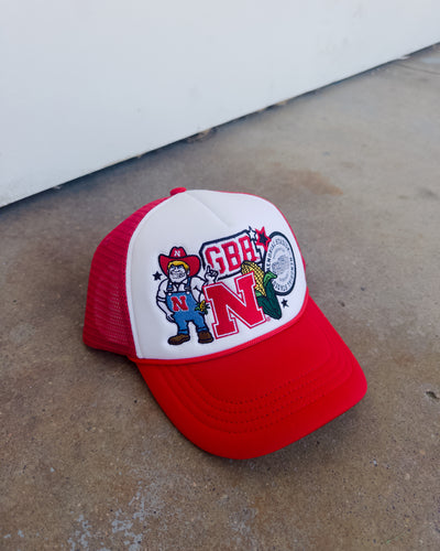 Nebraska Patchwork Hat - Red/White