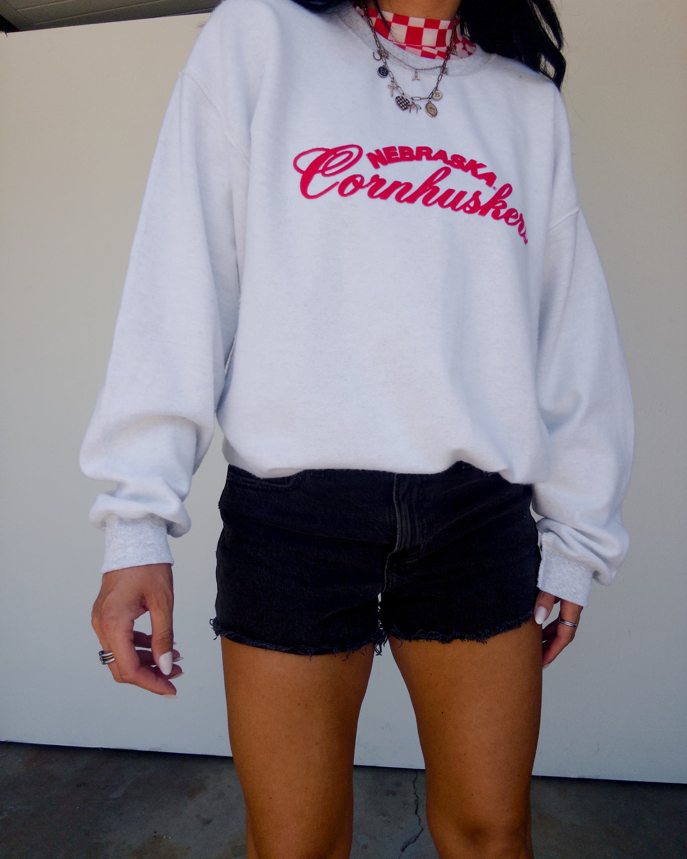 NE Cornhuskers Inside Out Puff Sweatshirt - Ash
